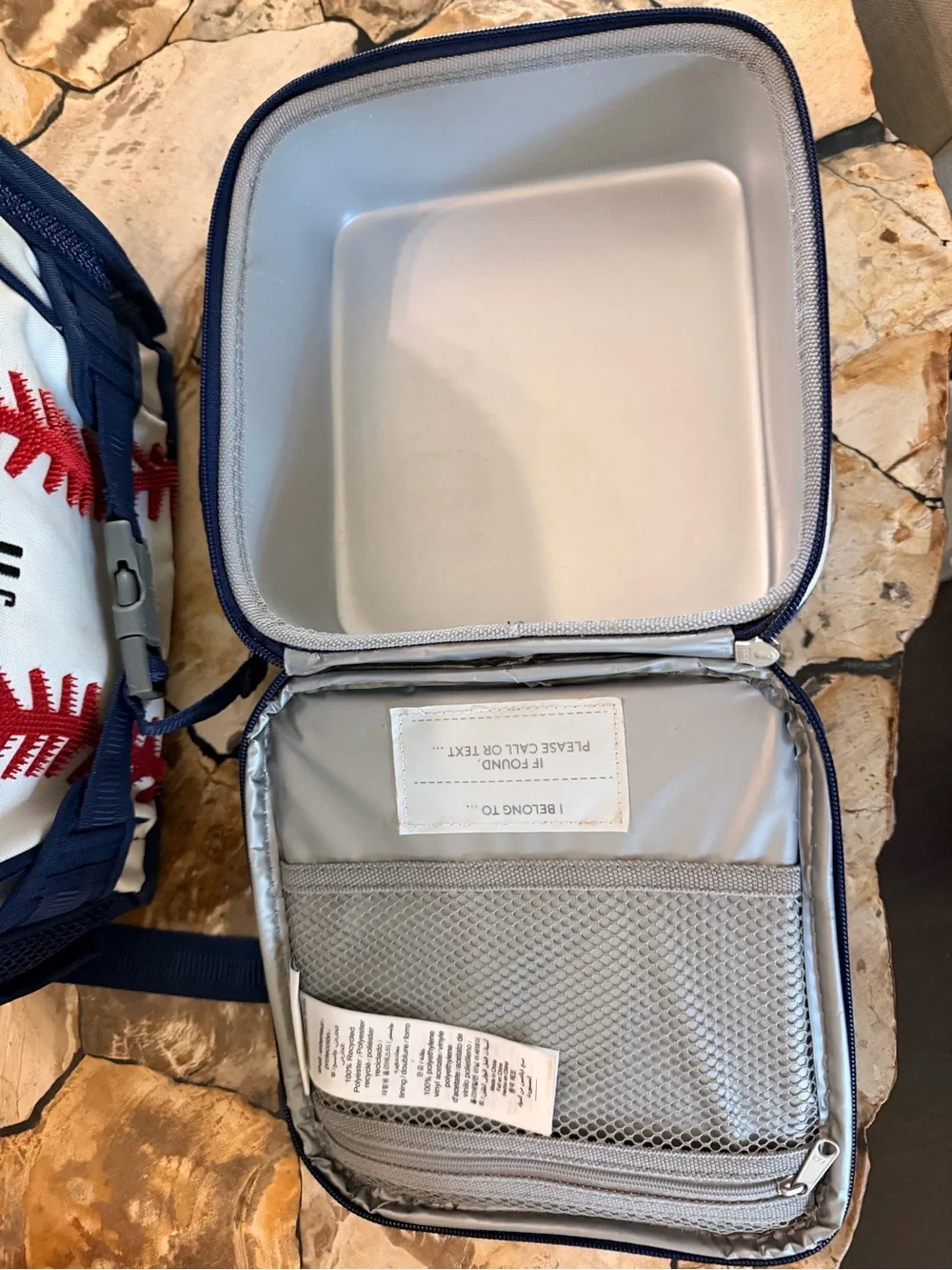 Pottery barn Kids Mackenzie 3d Baseball Stitch Backpack - Navy/White